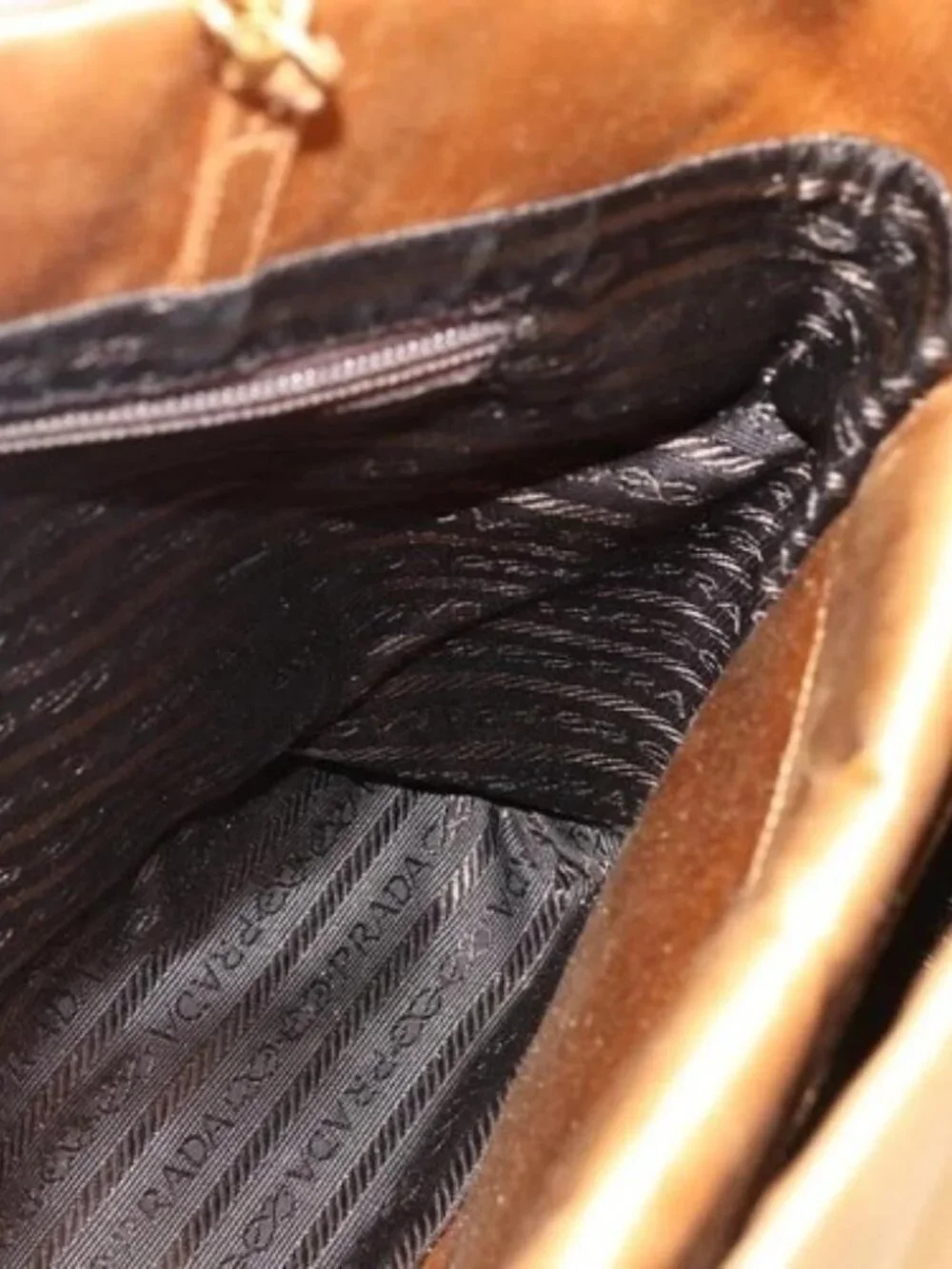 PRADA Chain Hand Bag Satin Gold Auth 170010 - Picture 13 of 16